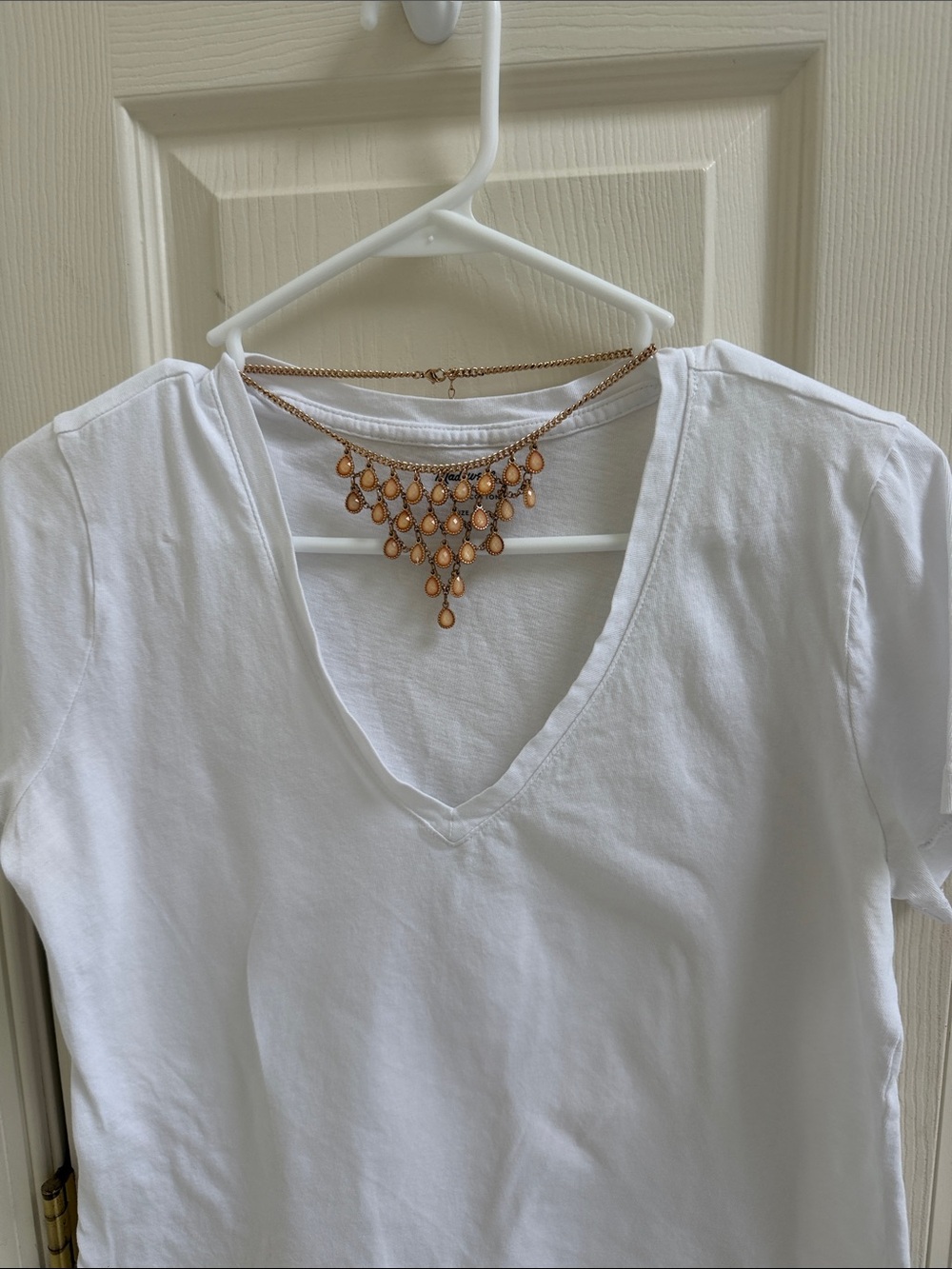 Brand Gold-Tone Necklace with Peach Teardrop Drops